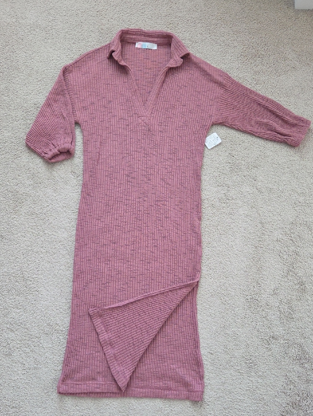 Free People Ribbed Maxi Dress in Dusty Rose